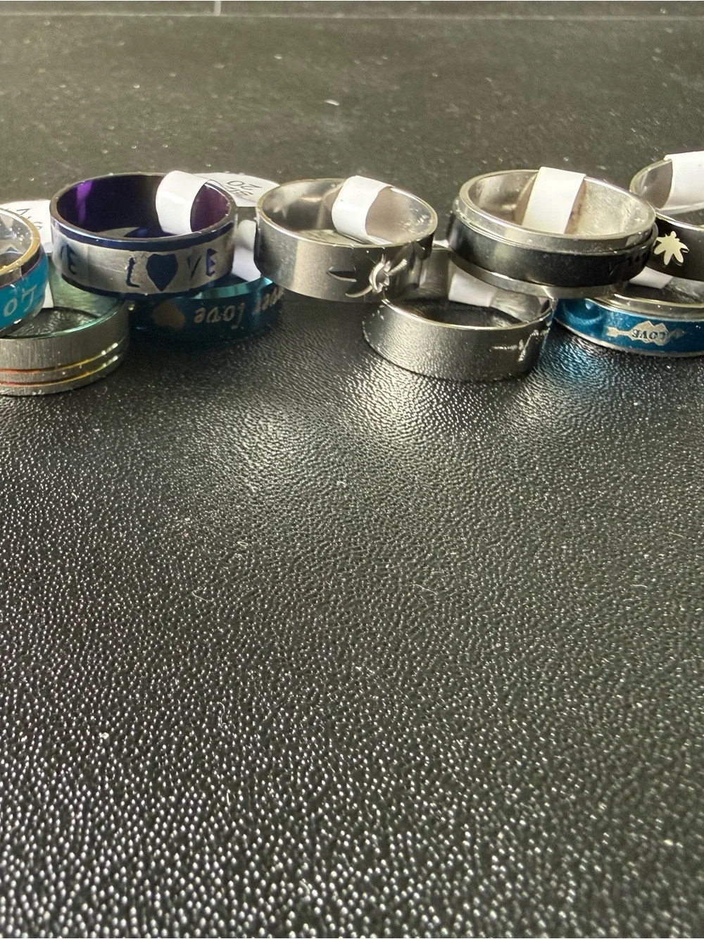 NWT bundle of 11 Men's Stainless Steel Rings in Blue, Multi-Color Set